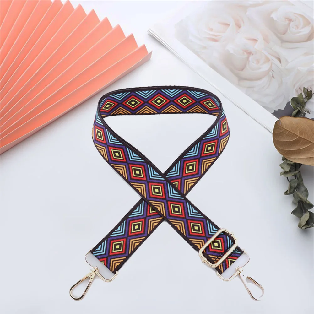 Wide Bag Belt Strap Replacement Fashion Colourful Pattern Women Crossbody Adjustable Ethnic Style  Handle Handbag Shoulder Strap