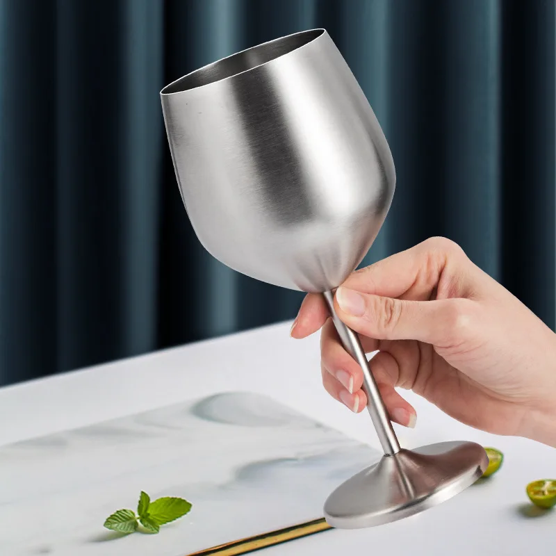 500ml 304 Stainless Steel Cocktail Glass Red Wine Glass Tall Creative Metal Champagne Glass KTV Bar Household Wine Utensi