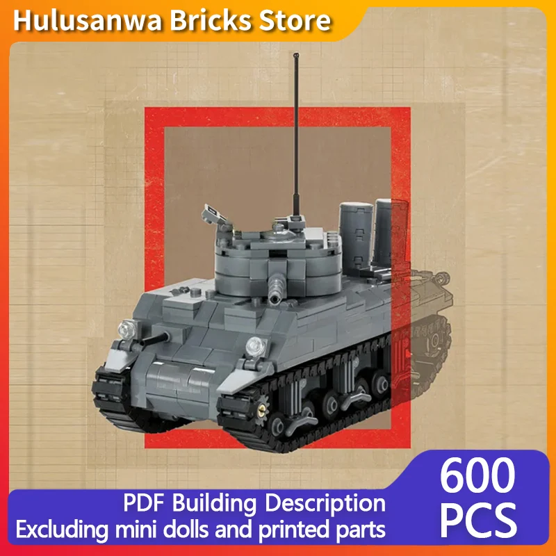 

M4A2 Military Tanks Model MOC Building Bricks War Equipment Modular Technology Gifts Holiday Assemble Children Toys Suit