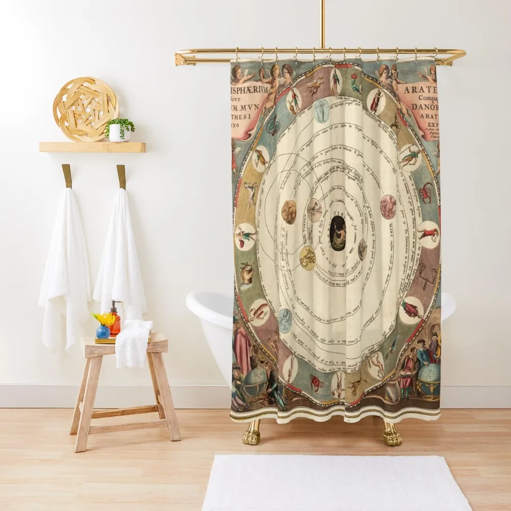 

Vintage Zodiac Circle with Horoscope Shower Curtain Funny Shower Modern Showers For Bathroom Bathroom Accessory Curtain