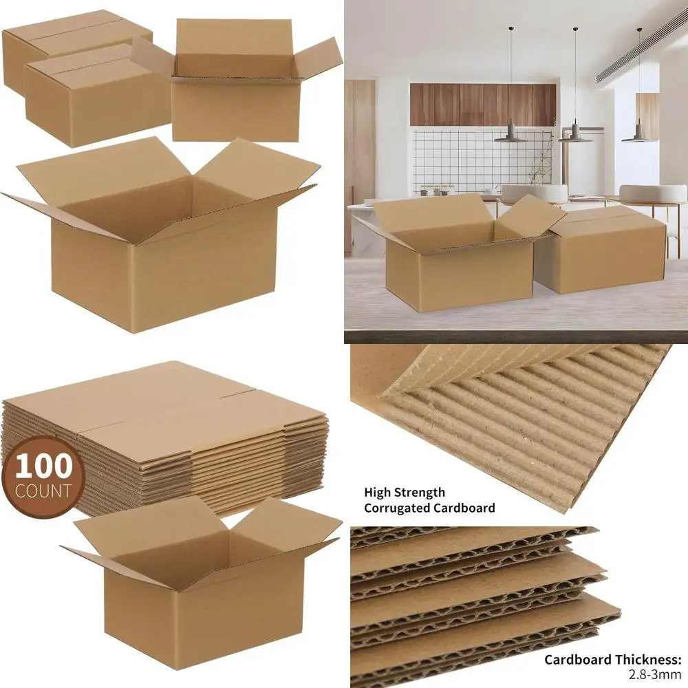 

Набор из 100 картонных коробок для отправки и хранения, 8x6x4 дюйма, коричневые
