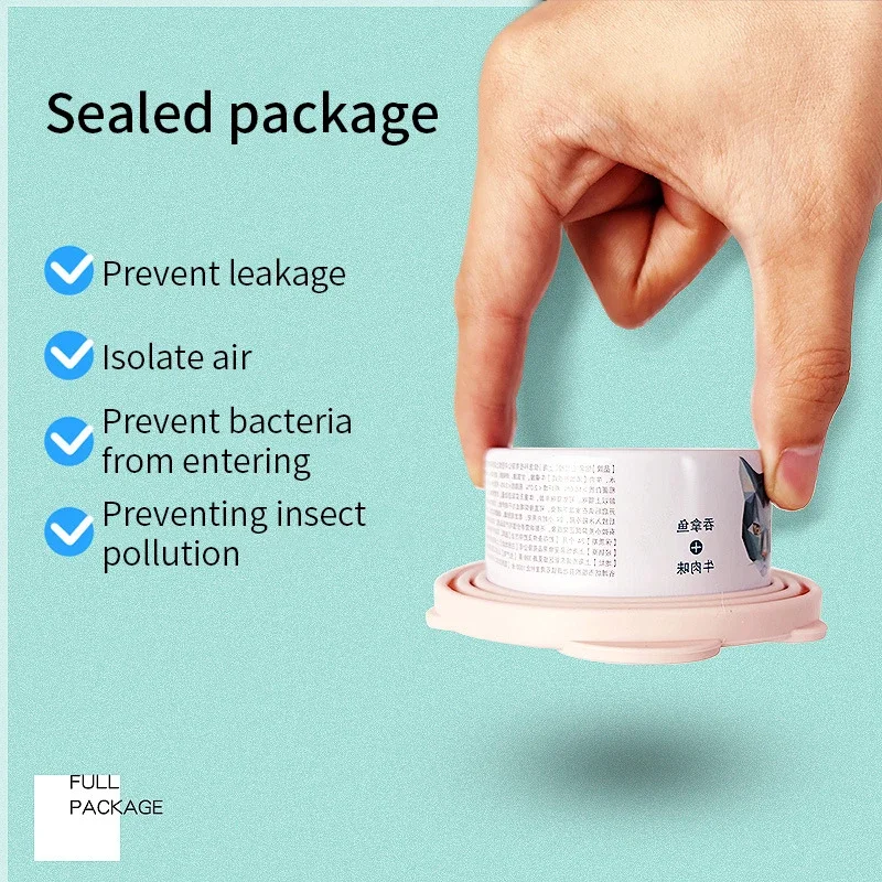 New Portable Silicone Dog Cat Canned Lid 2-in-1Food Sealer Spoon Pet Food Cover Storage Fresh-keeping Lids Bowl Pets Products view 2