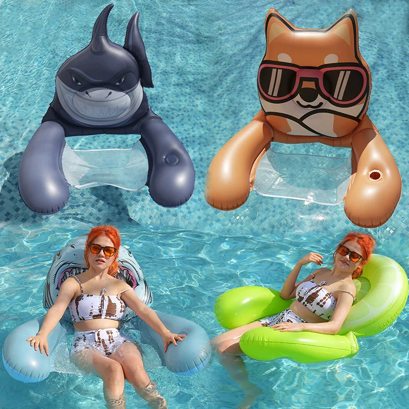 Inflatable Animal Pool Lounger - Foldable Mesh Water Hammock Floating Bed for Adults Summer Beach Lake and Pool Party Friendship