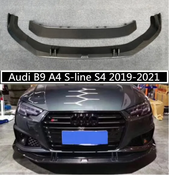 Real Carbon Fiber Car Front Bumper Splitter Lip Spoiler  Side Wind Knife Aprons For Audi B9 A4 S-line S4 2019 2020 2021