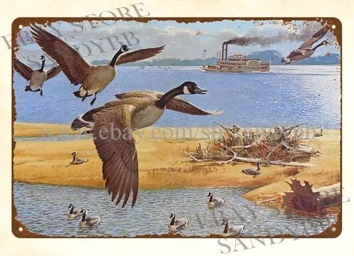 1930 REMINGTON firearm hunting sportman gun goose metal tin sign bathroom wall