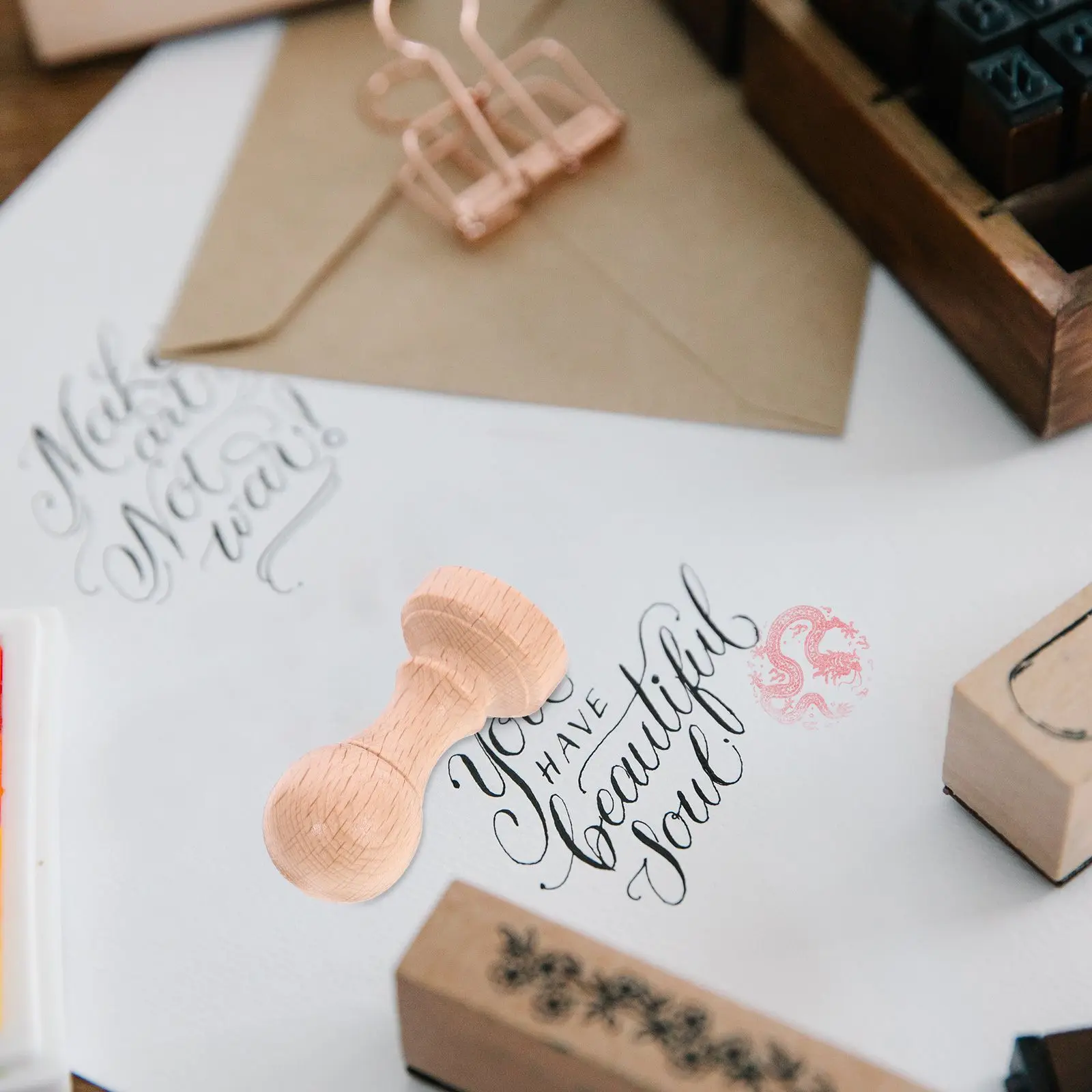 2 Pcs Blank Scrapbooking Engraving Wood Wax Seal Stamp Kit Smooth Wooden Carving