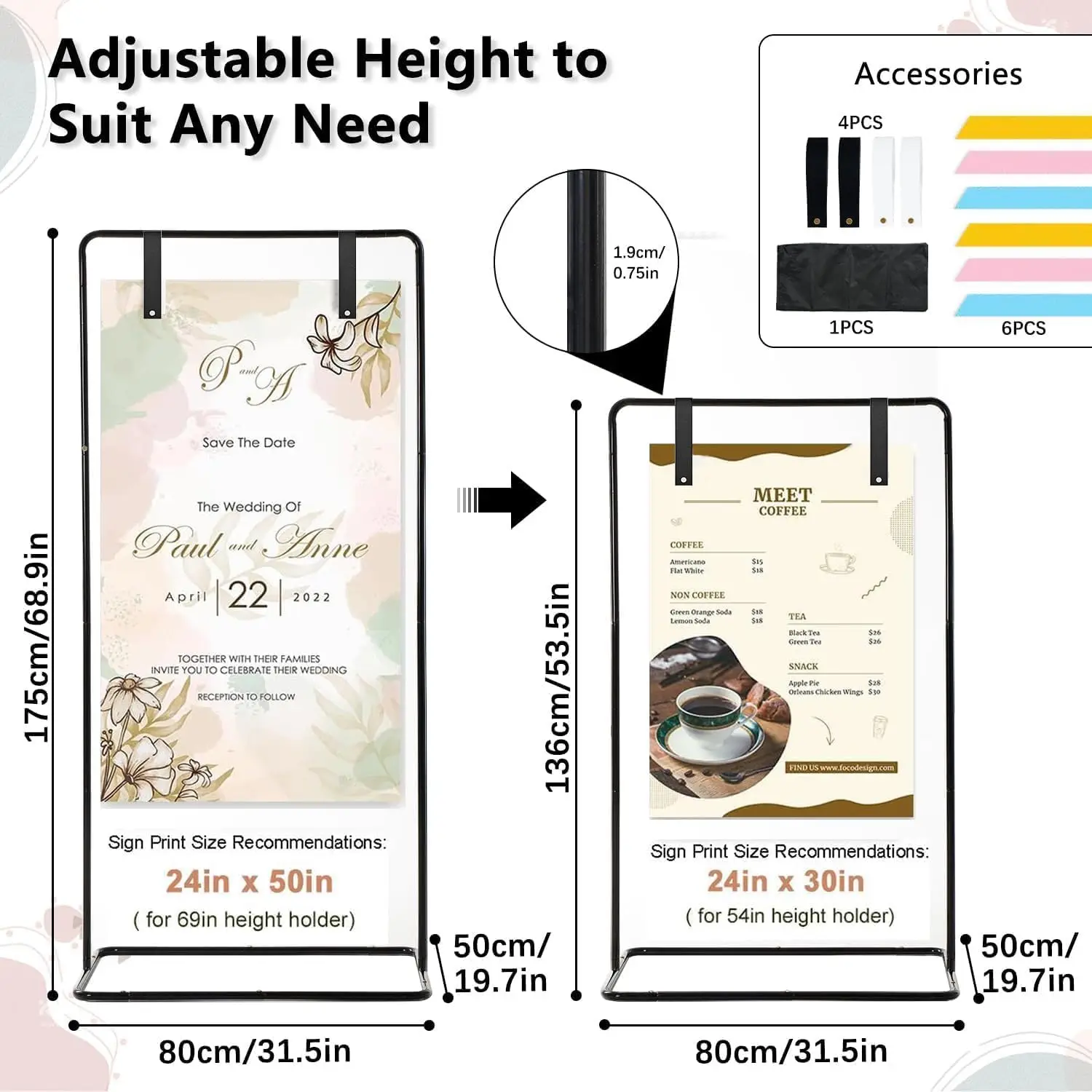 Wedding Welcome Sign Stand 69" Wedding Sign Holder for Seating Charts Welcome Sign Stand for Party to Welcome Guests - view 2