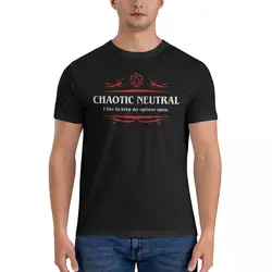 Chaotic Neutral Quote Tabletop RPG Addict T-Shirt for Men DND Vintage Cotton Tees Round Neck Short Sleeve T Shirts