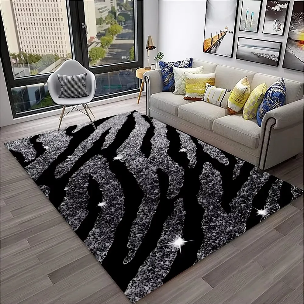 3D Colorful Zebra Stripe Pattern Carpet Rug for Home Living Room Bedroom Sofa Doormat Decor,kid Play Area Rug Non-slip Floor Mat