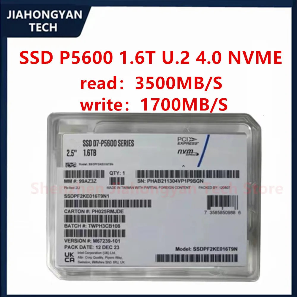 New Original For Intel P5600 1.6T 3.2T U.2 4.0 interface enterprise solid state drive SSDPCIE4.0X4 D7-5600  SSDPF2KE032T9N1