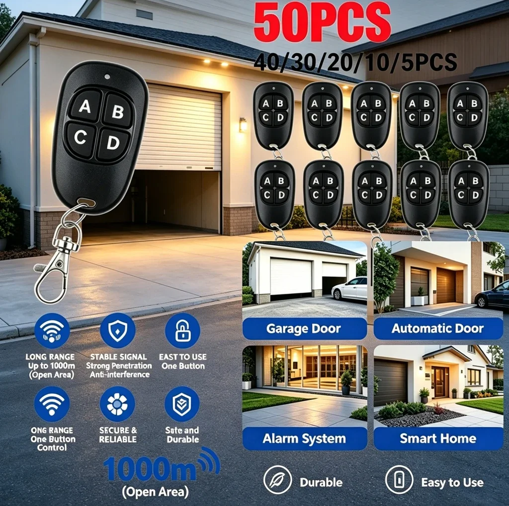 

Original 4-Channel 433.92mhz 433MHz Remote Control Car Key/Garage Door Remote Control Copier Universal Metal Button Transmitter
