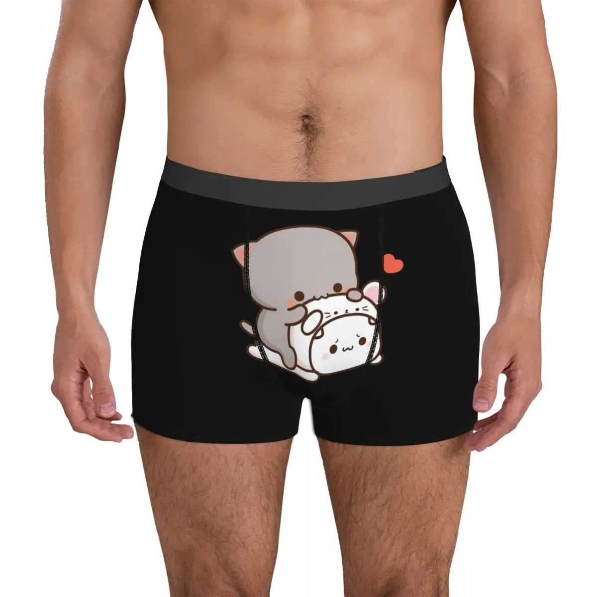 

Peach And Goma Mochi Cat Underpants Breathbale Panties Male Underwear Print Shorts Boxer Briefs