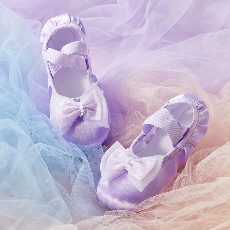 Children Girls Woman Canvas Butterfly Knots Soft Sole Ballet Slippers Practise Ballerina Dance Shoes