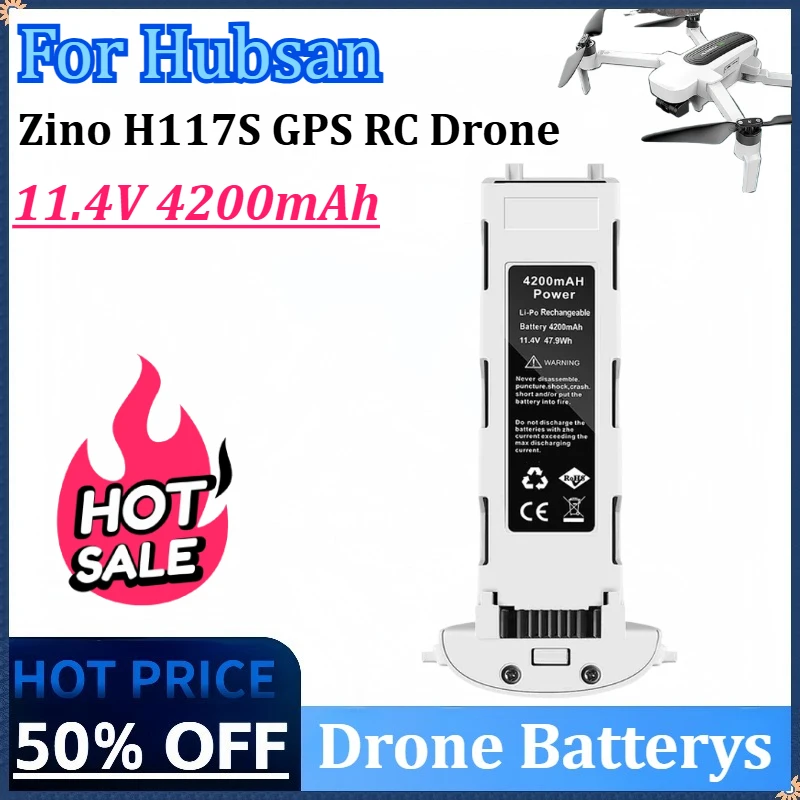 

New 11.4V 4200mAh Lithium Drone Battery for Hubsan H117S GPS Brushless Quadcopter Accessories White Rechargeable Battery