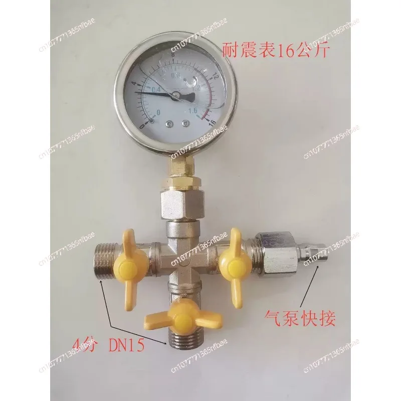 

Four Way Pressure Test Valve, Tap Water, Geothermal and Underfloor Heating Pressure Gauge, Leak Detector with 4 Points