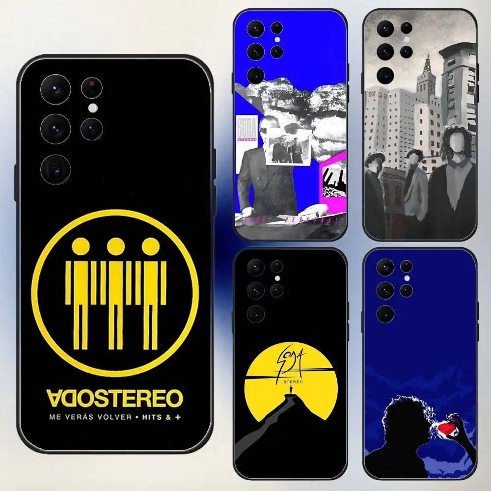 

Band S-Soda S-Stereo Phone Case For Samsung S25,24,23,30,21,10,9,Ultra,Plus,Lite,FE,5G Black Soft Case