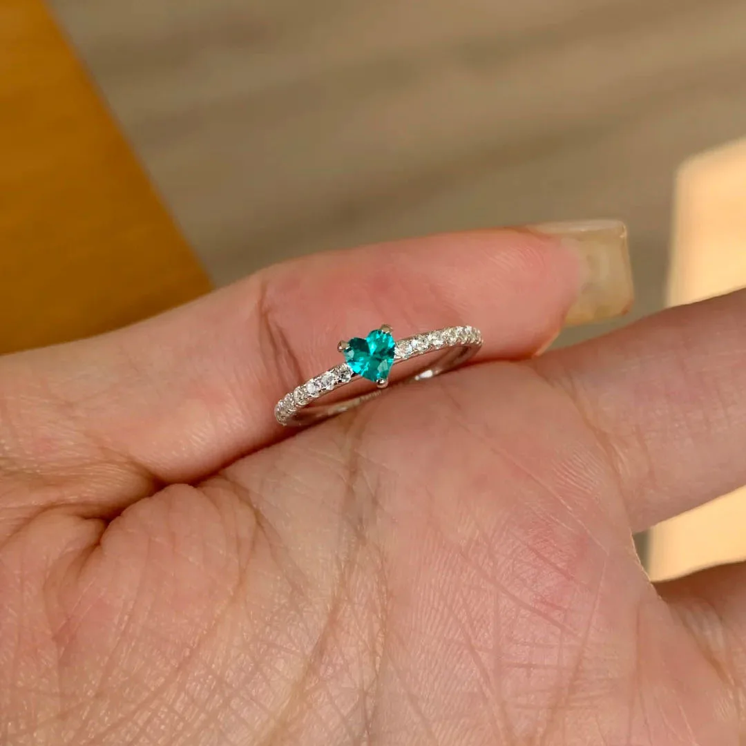 

Exquisite and fashion Paraiba heart-shaped rings for women fresh unique and high-end ring suitable for daily jewelry accessories