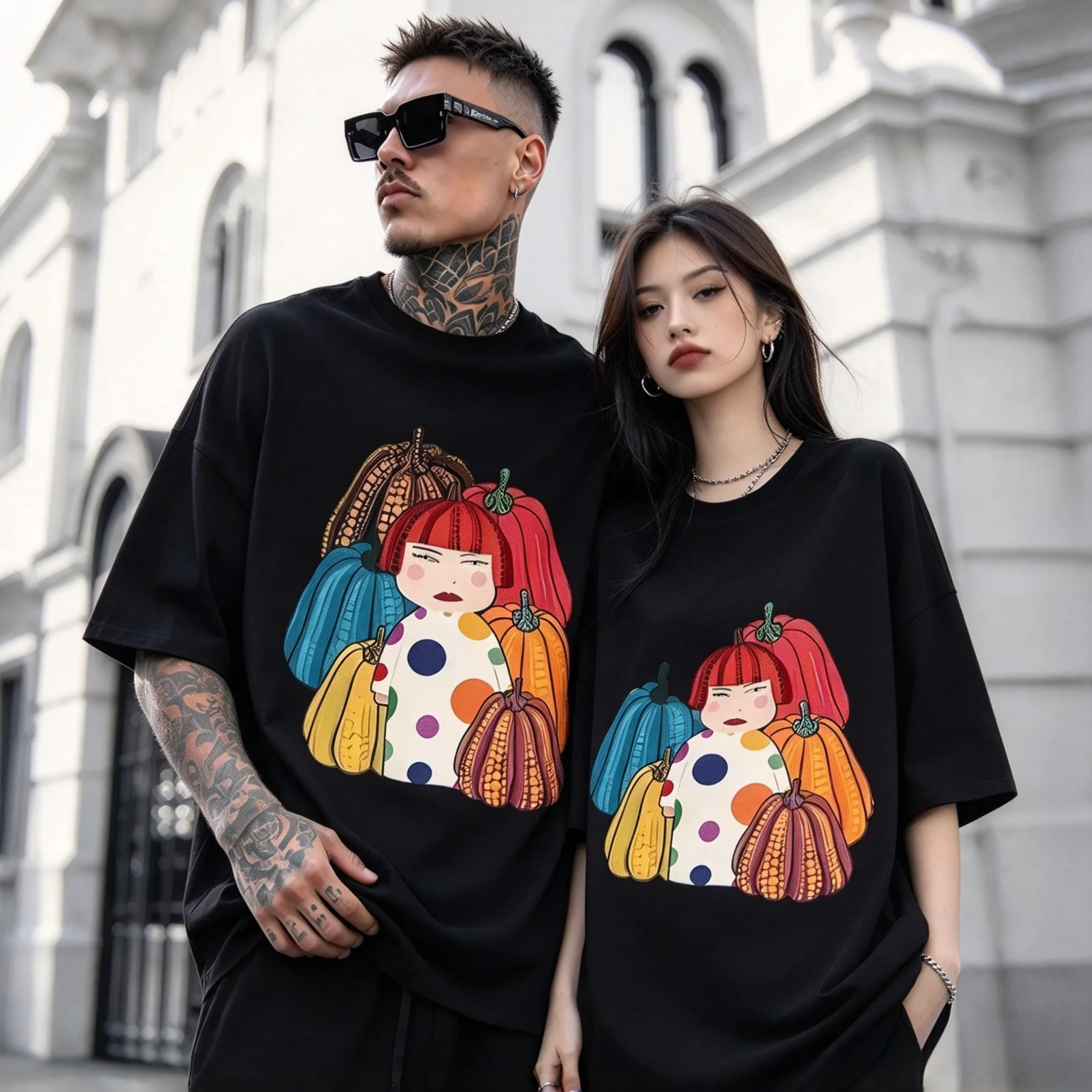 Yayoi Kusama T-shirt Japanese Artist Pop Art Polka Dot Pumpkin Infinite Mirror Round Neck Casual Street Wear Y2k T-shirt