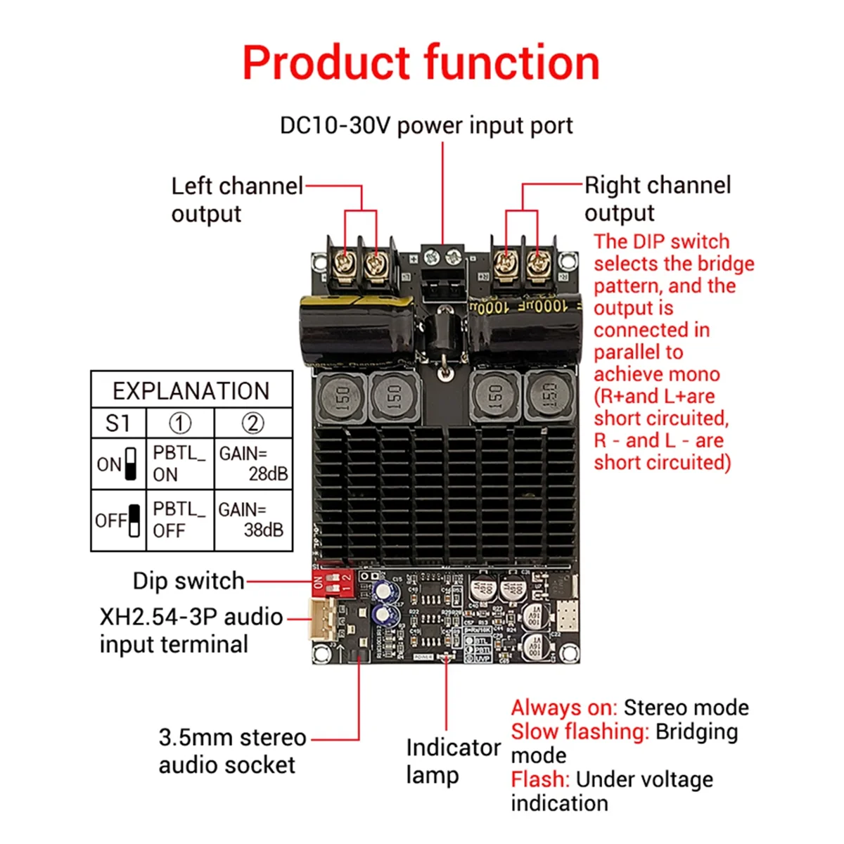 ZK-2001 TPA3221 100WX2 Çift Kanallı Saf Arka Sahne Dijital Amplifikatör Kurulu 200 W AMP Köprülü Mono Subwoofer Hoparlör