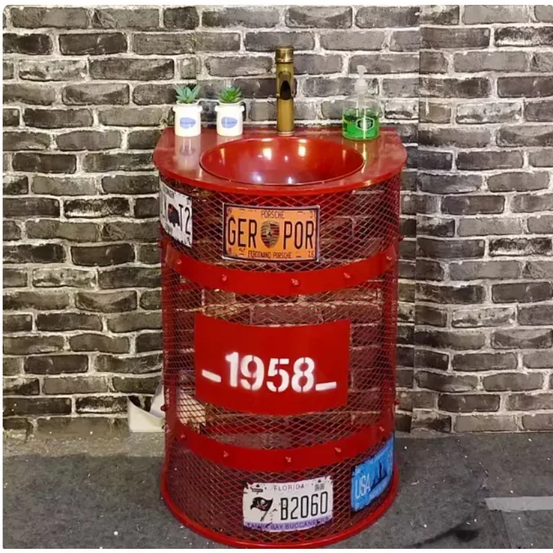 

Internet-famous creative art pillar sink retro industrial style colorful washbasin bar personality minimalist washbasin