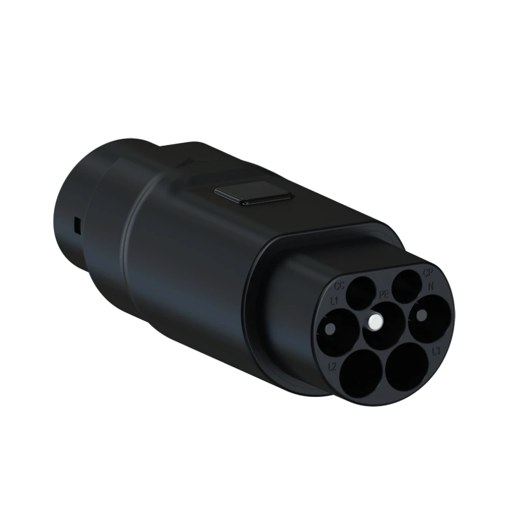 Type2 naar Type1 EV-opladeradapter 32A Eenfasig Compatibel met Type 2-oplader voor elektrische auto met Type 1-oplaadaansluiting