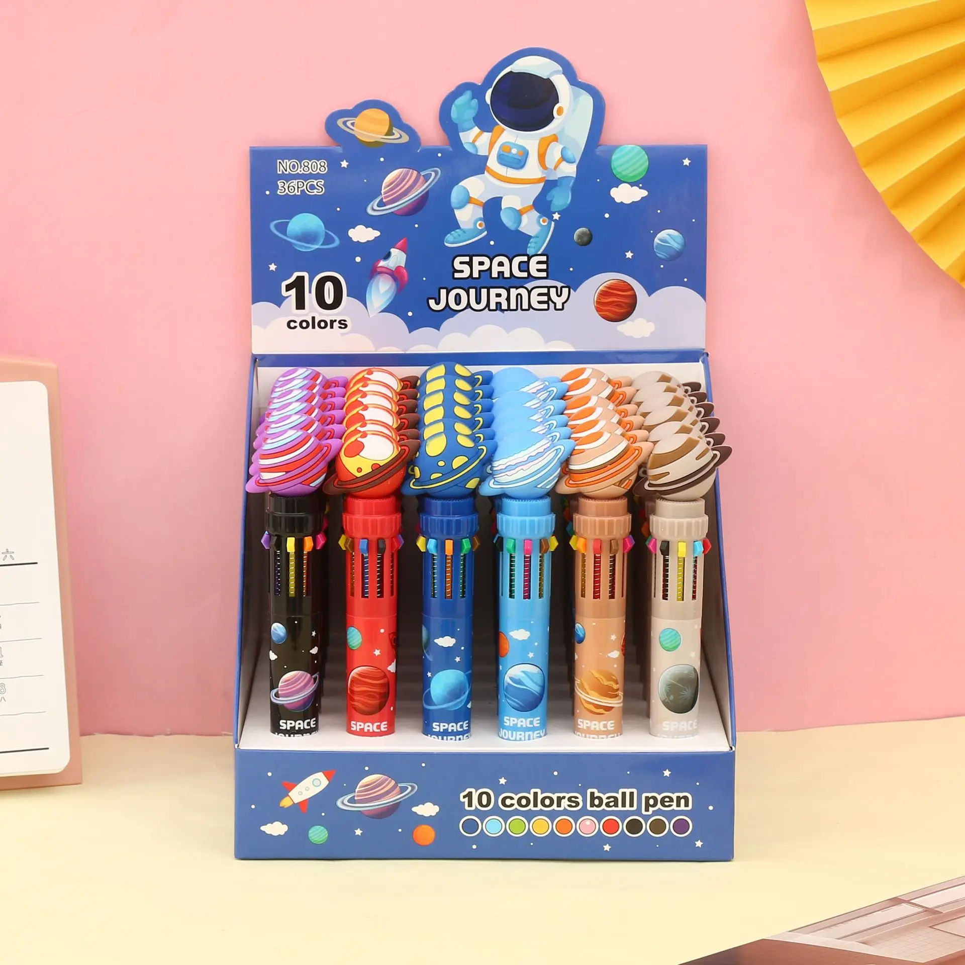 مجموعة أقلام حبر جاف لرائد الفضاء مكونة من 10 ألوان - أقلام يومية إبداعية متعددة الألوان للطلاب وتدوين الملاحظات