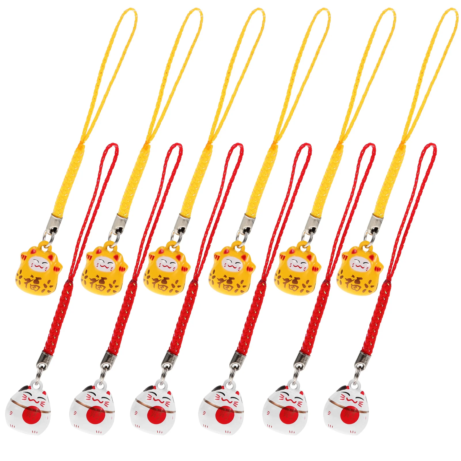 12 Pcs Pendant Round Bells Accessories Hanging Car Accesories Adornments Pendants Decorations Keychain Cartoon Cat