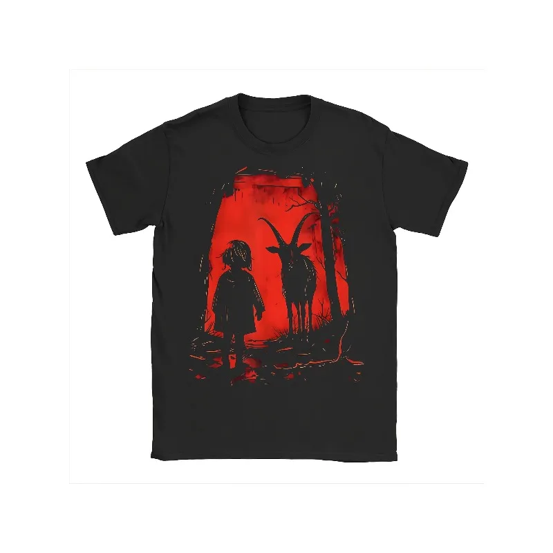 Dark Gothic Forest Black Goat T-shirt Halloween Men's Casual Clothing Unisex Trendy T-shirt