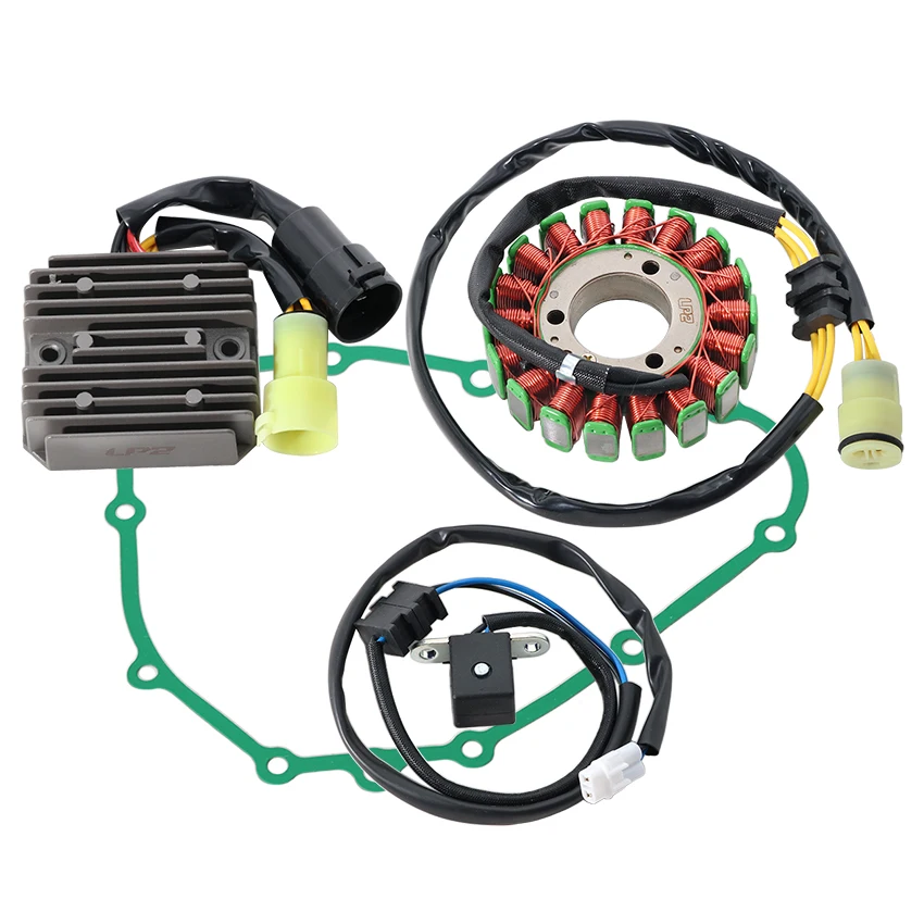 Motorcycle Gasket Generator Cover & Stator Coil & Regulator Rectifier Set For Kawasaki KVF300 Prairie 300 2WD/300 4WD 1999-2002
