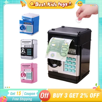 Kids savings tank electronic piggy bank ATM password money cash coins saving box safe automatic deposit banknote toys gift