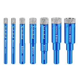 6 8 10 12 14 16 mm Durable Diamond Coated Core Drill Bit Dry Drilling for Glass Marble Granite Quartz Porcelain Ceramics