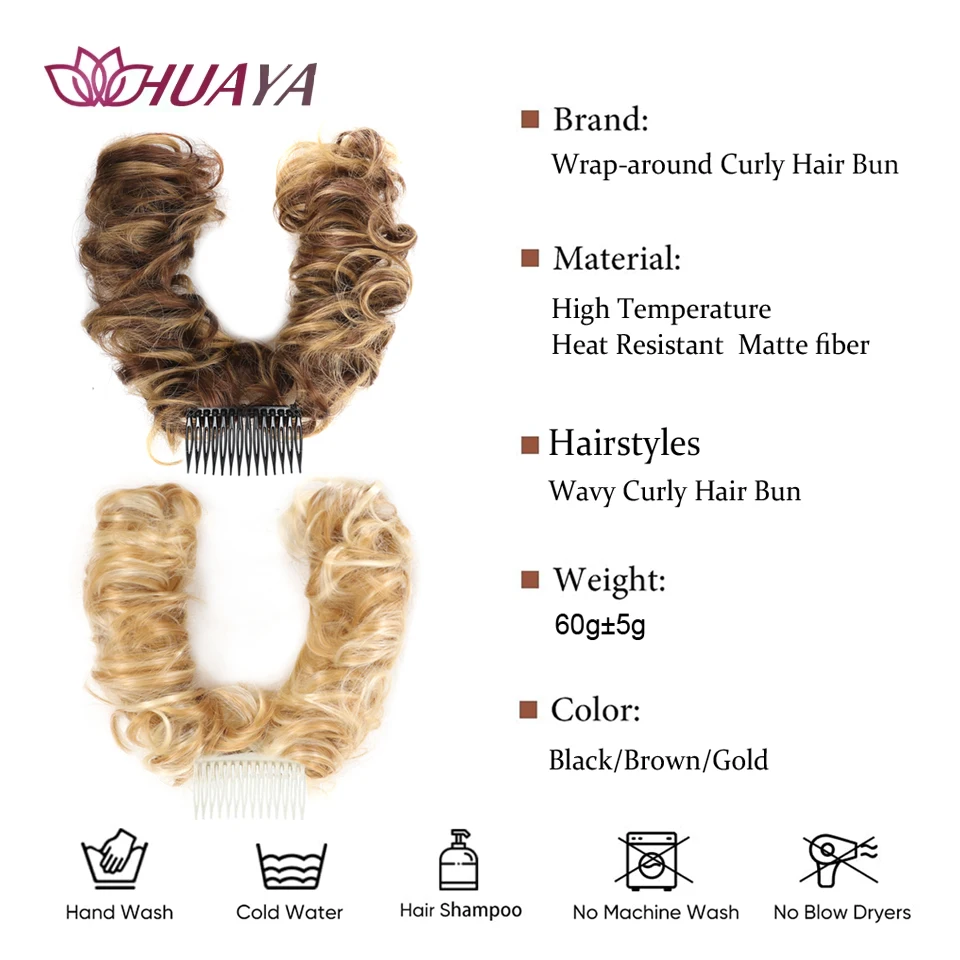 Synthetic Messy Curly Hair Bun/Chignon With Comb Wrap-around Updo Ponytails Hair Extensions Curly Hairpieces