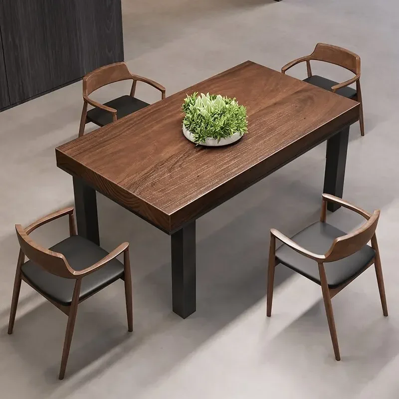 American rural antique old color restaurant solid wood dining table simple log retro industrial style