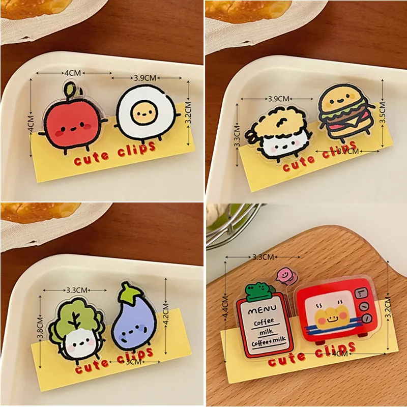 1 ペアクリエイティブ食品野菜付箋クリップ漫画イン高額面両面アクリル PP クリップ試験紙フォルダー