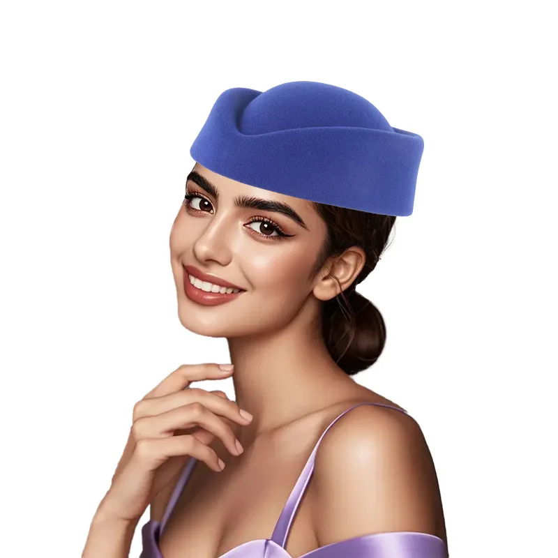 European Vintage British Felt Turban Hat for Women, Church Derby Solid Plain Soft Beret Cap