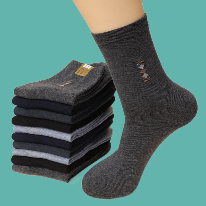 

5/10 Pairs 2024 New Men's Middle-aged And Elderly Socks Black Wear-resistant Deodorant Sweat-absorbent Mid-tube Socks