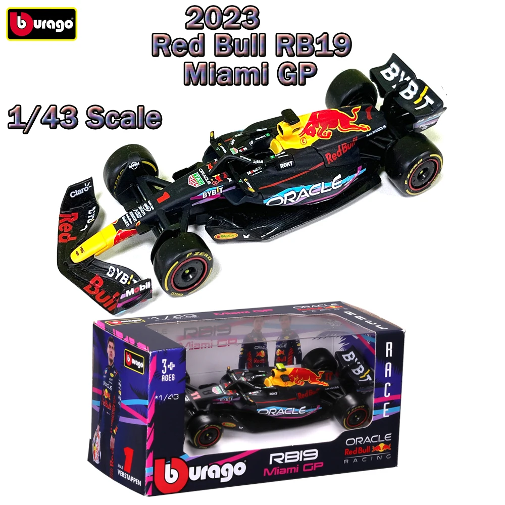 

Bburago 1/43 2023 Red Bull RB19 Майами GP версия F1 гоночные автомобили литые модели автомобилей из сплава модели автомобилей Майами чемпионские автомобили