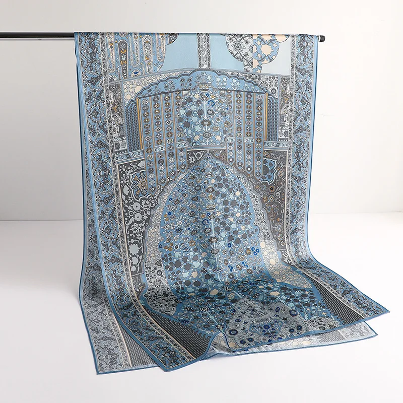 

100% элегантный шелковый шарф, шаль, пляжные шелковые шарфы, женские роскошные брендовые шарфы с принтом из пашмины, женские длинные банданы, платки