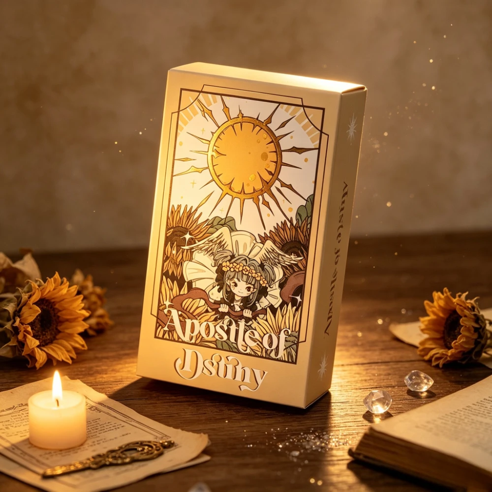Ensemble de cartes de tarot de dessin animé Apostole du Destin, style rétro doux peint à la main, 78 jeux de cartes Akana grand format