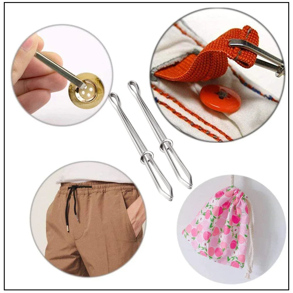 2pcs High Quality Garment Clips Sewing DIY Tools Elastic Band Tape Punch Cross Stitch Threader Wear Elastic Clamp Sewing Parts
