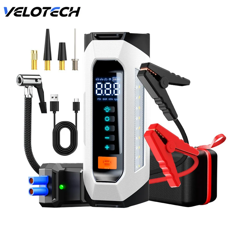 5000A Car Emergency Jump Starter With Portable Tire Inflator And Ignition Function 12V Booster Car Battery Air Pump Electric