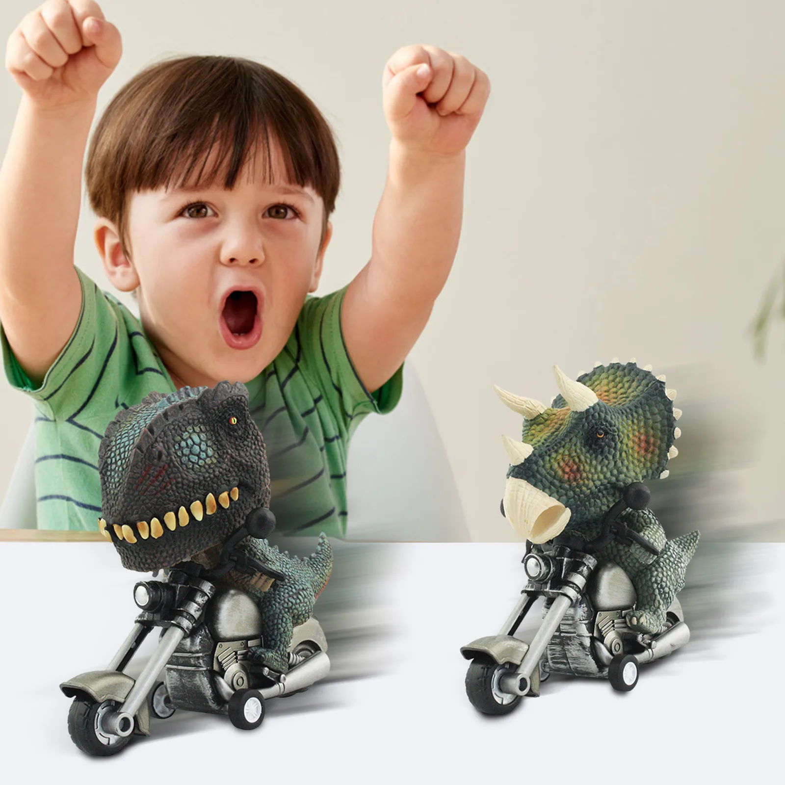 Dinosaur Toy Pull Back Cars Friction Powered Motorcycle Game  Animal Toys for Boys and Girls Gift Dinosaur Roadster Party Games