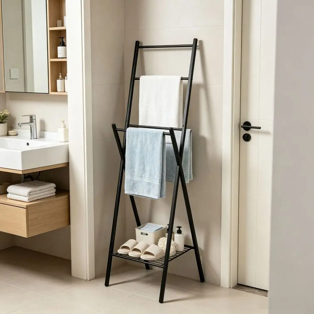 Foldable Structure Foldable Towel Drying Rack Multi-rod Design Space Saving Multi-purpose Storage Organizer Large Capacity