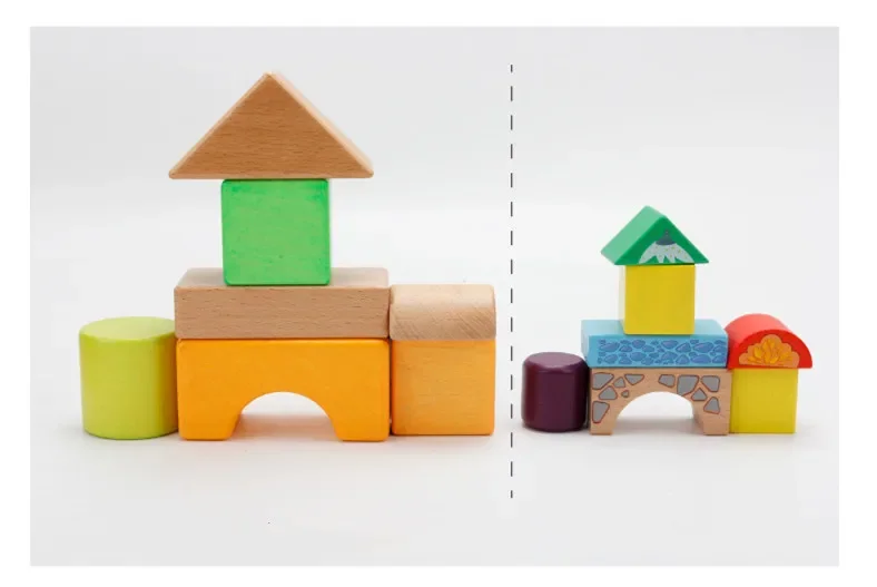 Décennie s de construction colorés en bois pour enfants, jouets éducatifs précoces, cadeau d'anniversaire pour bébé, grande particule, drôle, ensemble de 32 pièces