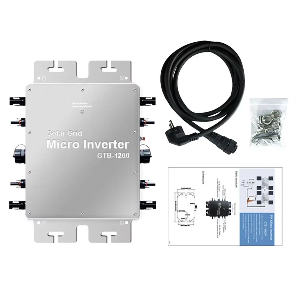 Inwerter solarny GTB-1200W MPPT, mikroinwerter sieciowy 20-50VDC z wbudowanym WiFi, łatwy w instalacji do domowych systemów solarnych.