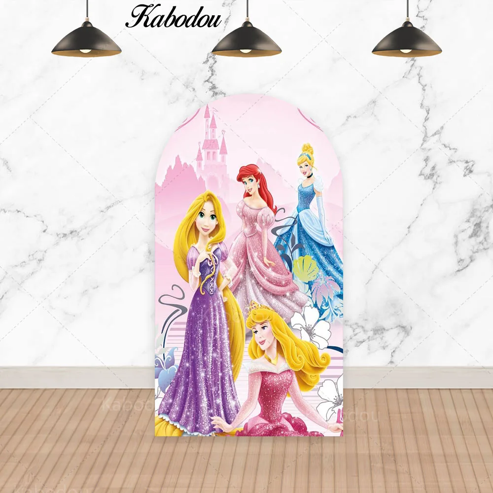 Disney Princess Arch Photo Backdrop Arched Wall Snow White Sleeping Beauty Girls Birthday Chiara Custom Photography Background