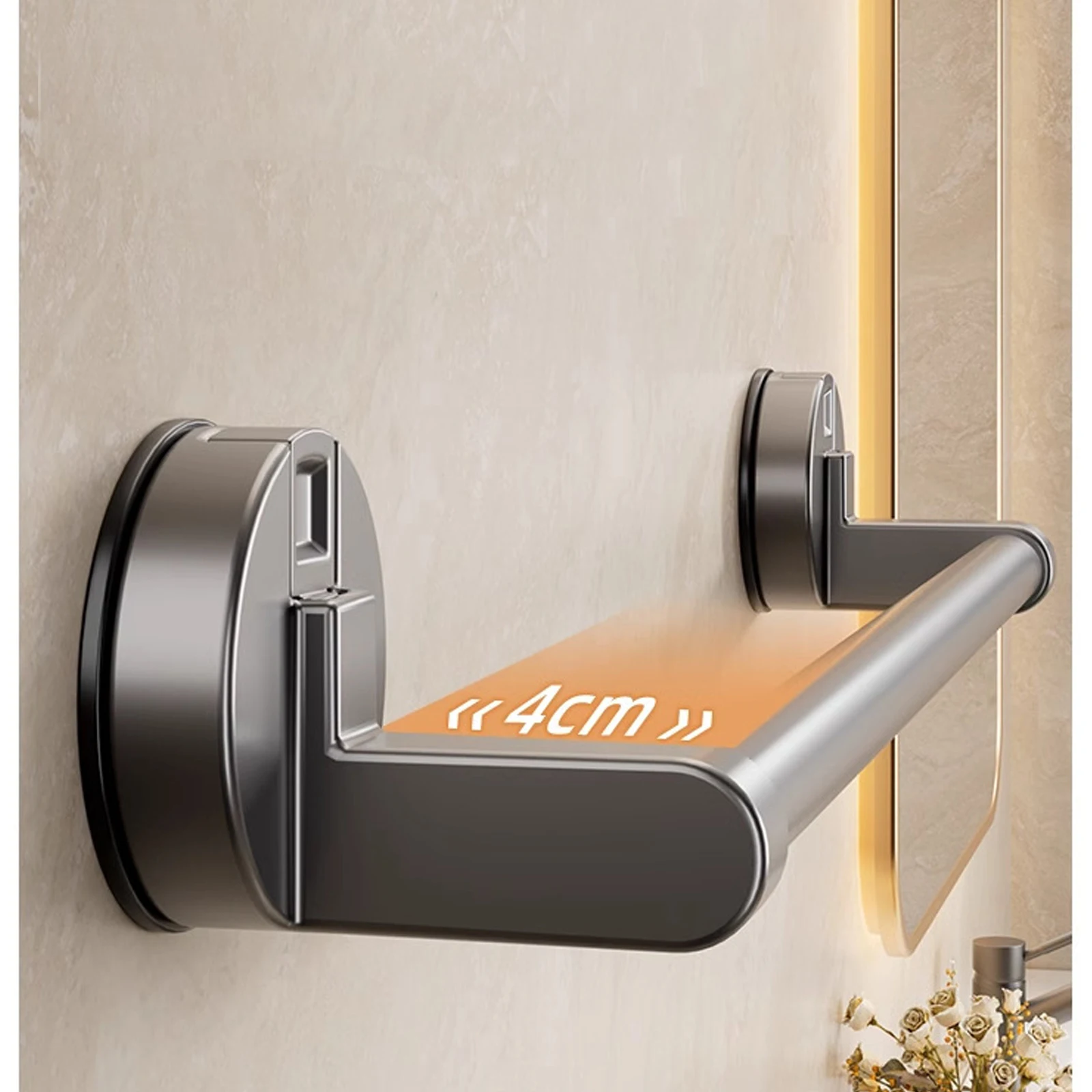 Suction Cup Bathroom Hand Towel Rack Towel Holder Wall Mount No Drill Mount 30/40/50cm Towel Bar Double Bar 2 Tier Apartment view 6