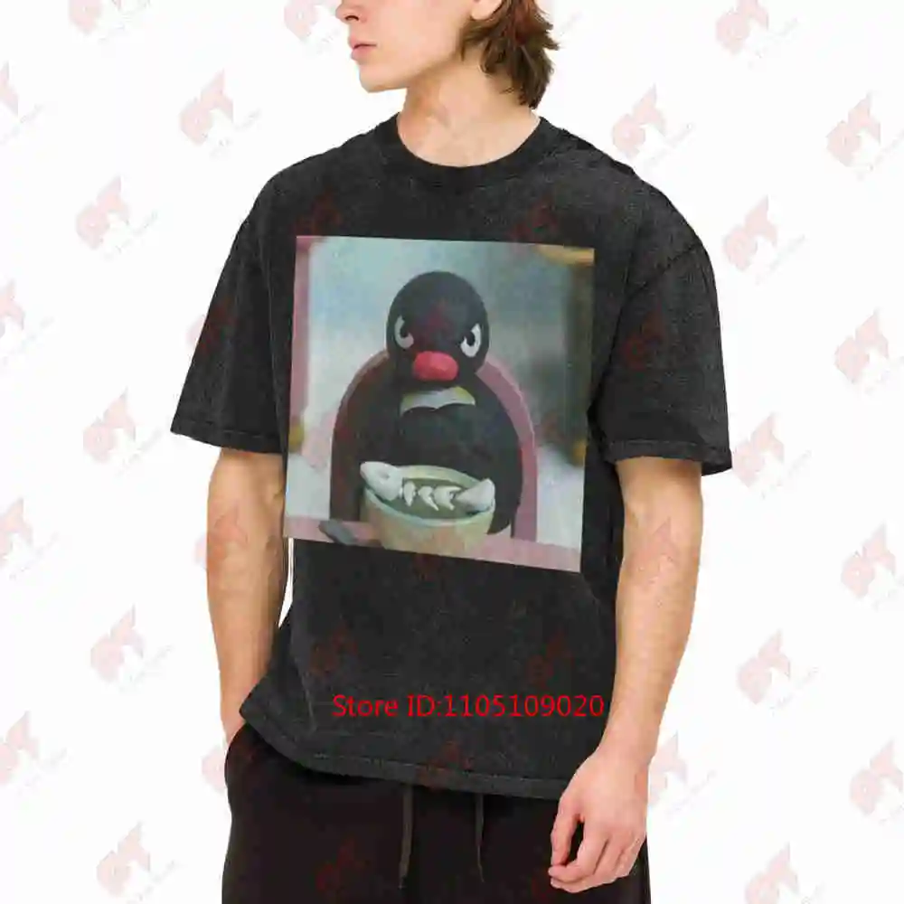 Pingu The Penguin Angry Noot Vintage Washed Tee Pure Cotton T-Shirt