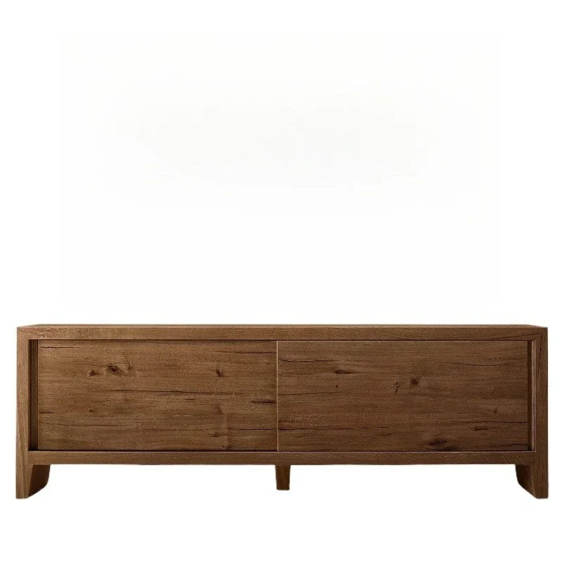 

French country retro old solid wood TV cabinet American RH furniture wabi sandy wind oak decorative floor cabinet