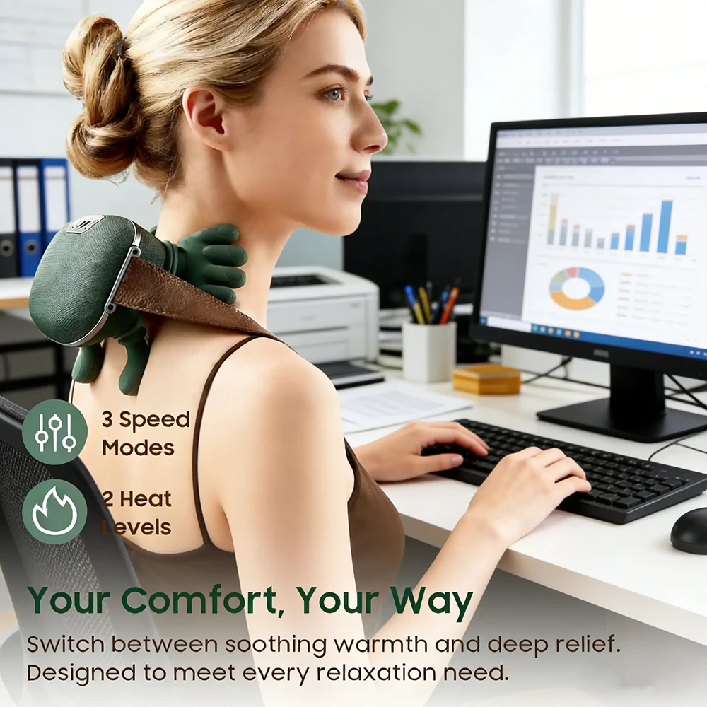 

НОВЫЙ массажер для шеи и плеч, 3-уровневый массажер для шеи, глубокие ткани для спины, бионический, беспроводной, для снятия усталости, расслабления мышц